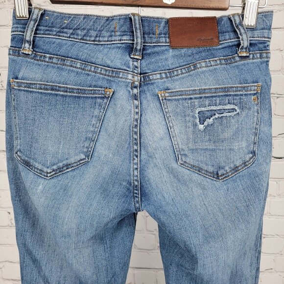 Madewell Blue Denim Skinny Skinny Distressed Ripped Low Rise Jeans 25 (25x28) - Picture 7 of 15